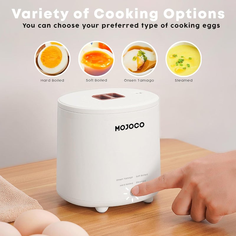 MOJOCO Rapid Egg Cooker - Mini Egg Cooker for Steamed, Hard Boiled, Soft Boiled Eggs and Onsen Tamago - Electric Egg Boiler for Home Kitchen, Dorm Use - Smart Egg Maker with Auto Shut OFF and Alarm - Image 4
